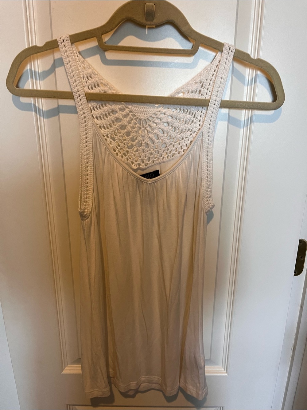 Buffalo David Bitton Cream Crochet-Back Tank Top